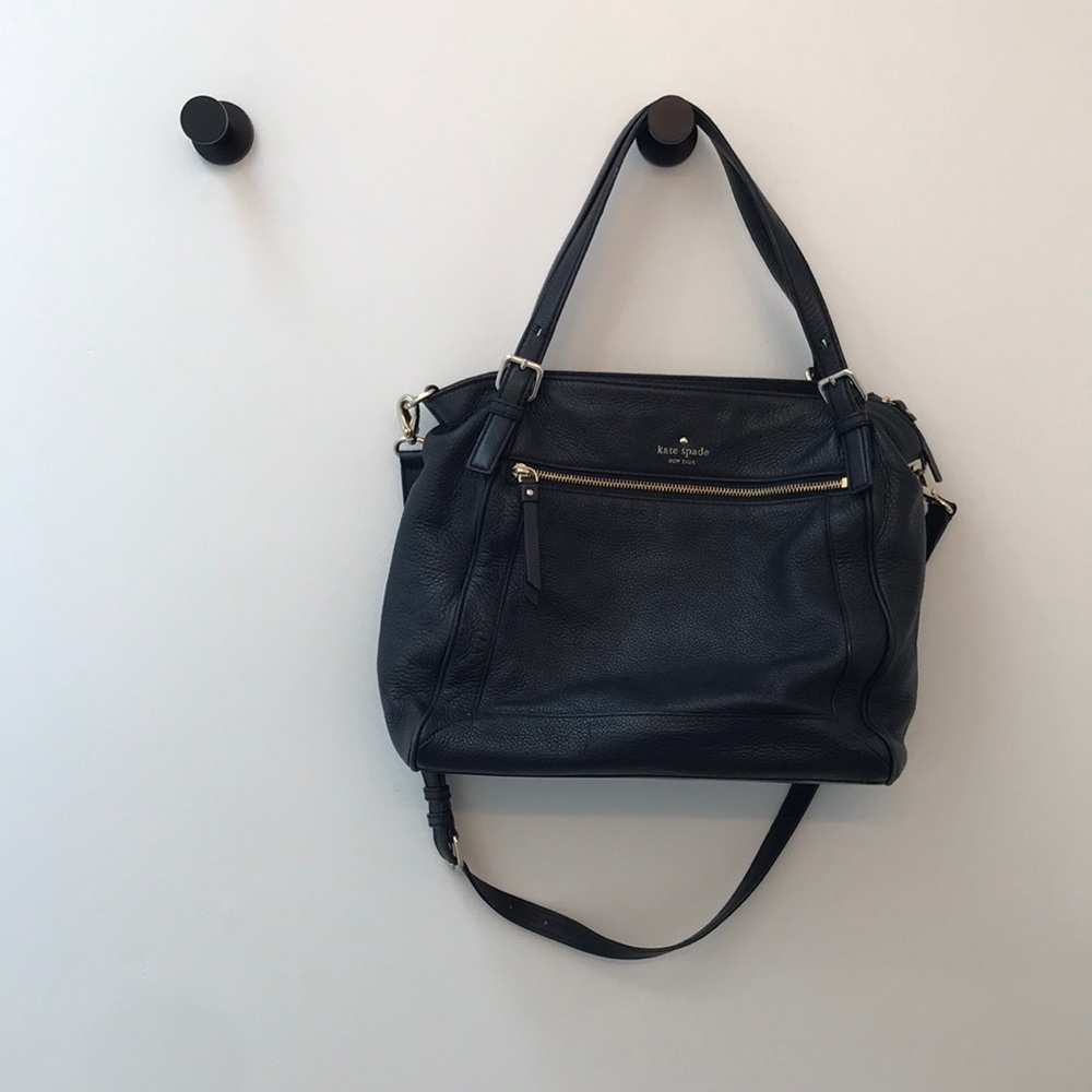 Kate Spade black leather shoulder + cross body bag